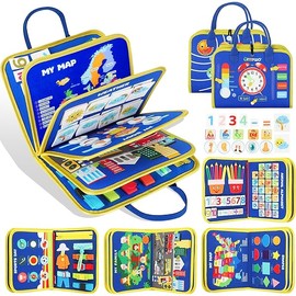 URMYWO Busy Board - Montessori Toys for 1 2 3 4 Year Old, Busy Book Toddler Activities with Fine Motor Skills, Autism Sensory Toys Gifts for Boys Girls, Travel Toys for Road Trip Plane Car