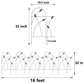 Thealyn Metal Decorative Garden Fence Border, 32 in x 16 ft,Rustproof Wrought Iron Landscape Fencing for Flower Bed, Trees (Dark Brown)