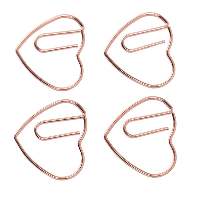 100Pcs Heart Shaped Paper Clips Iron Decorative Paperclips Set with