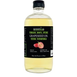 GreenIVe Grapeseed Oil Organically Grown 100% Pure Cold Pressed Light Flavor High Tempurature Cooking (473 ml GLASS)