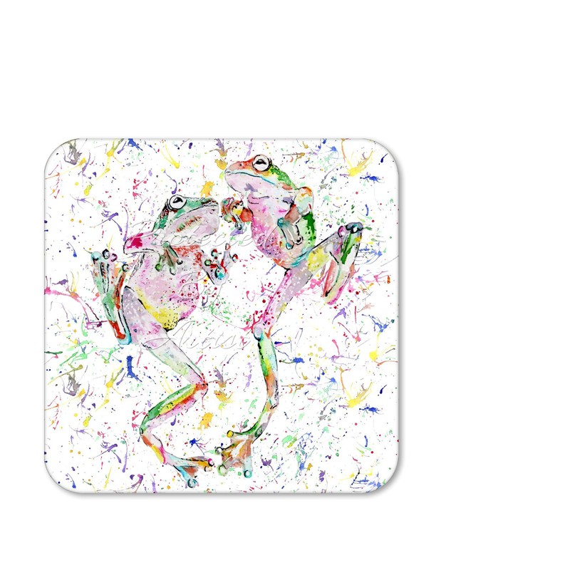 Coaster Dancing Frogs Frog Animals Coasters Watercolour Art Gift Work