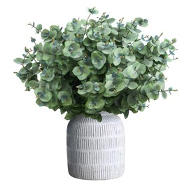 Lcuasc 12PCS Artificial Eucalyptus Stems Faux Greenery Stems Realistic Silk Leaves for Home Décor Wedding Bouquets Floral Arrangements and DIY Crafts(Sage Green)