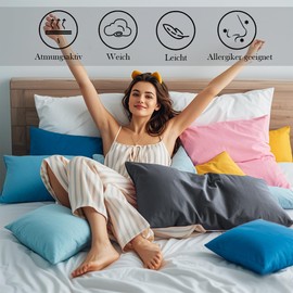 Nesture Cushion Cover 40 x 80 cm, Set of 2, Pillowcases 40 x 80 cm, Dark Green, 100% Microfibre Cushion Covers with Zip, Soft and Non-Iron