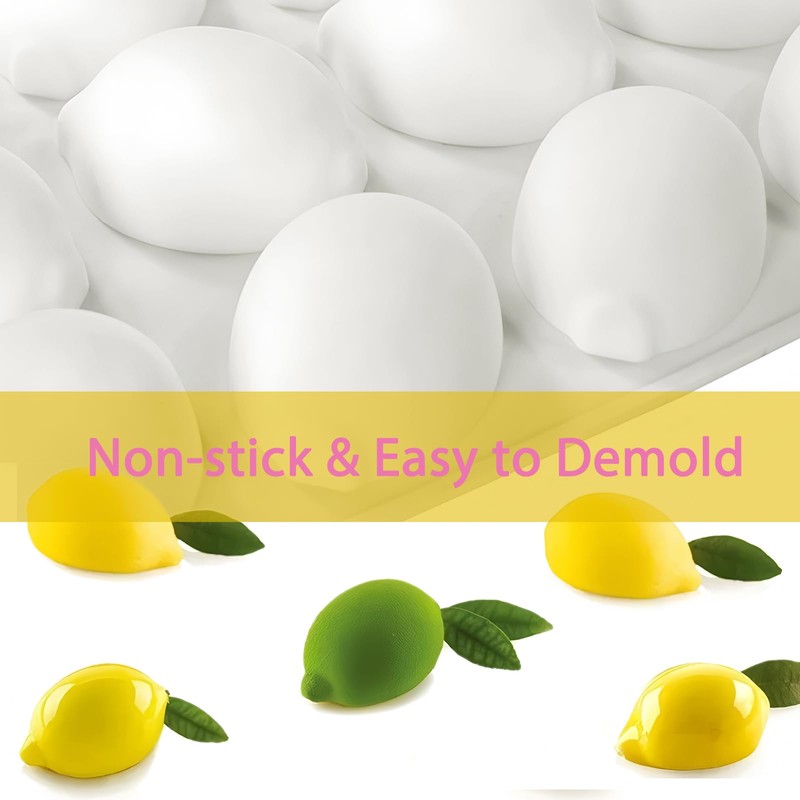 Silicone Lemon Mold, 15-Cavity Fruit Shape Baking Tray for Desserts,