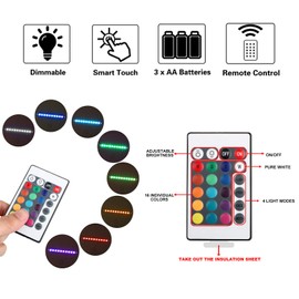 4er-Pack 3D-LED-Nachtlicht-Lampensockel mit Fernbedienung und USB-Kabel Einstellbarer 16-Farben-Lichtshow-Ausstellungsständer für Acryl und Plexiglas, dekorative Lichter für Room Shop Restaurant