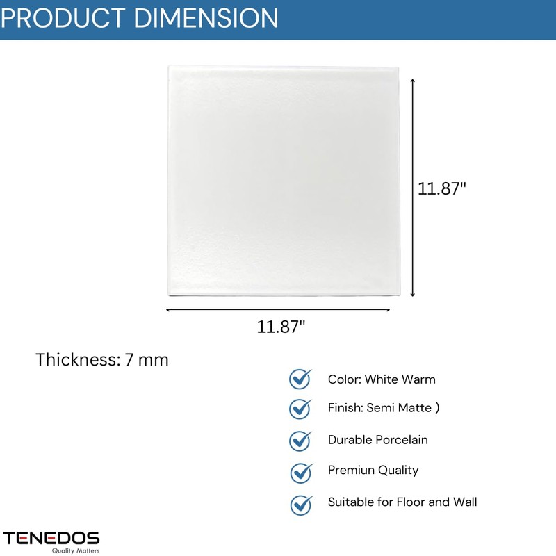 Tenedos 12x12 White Porcelain Floor Wall Tile Backsplash (Exact Size