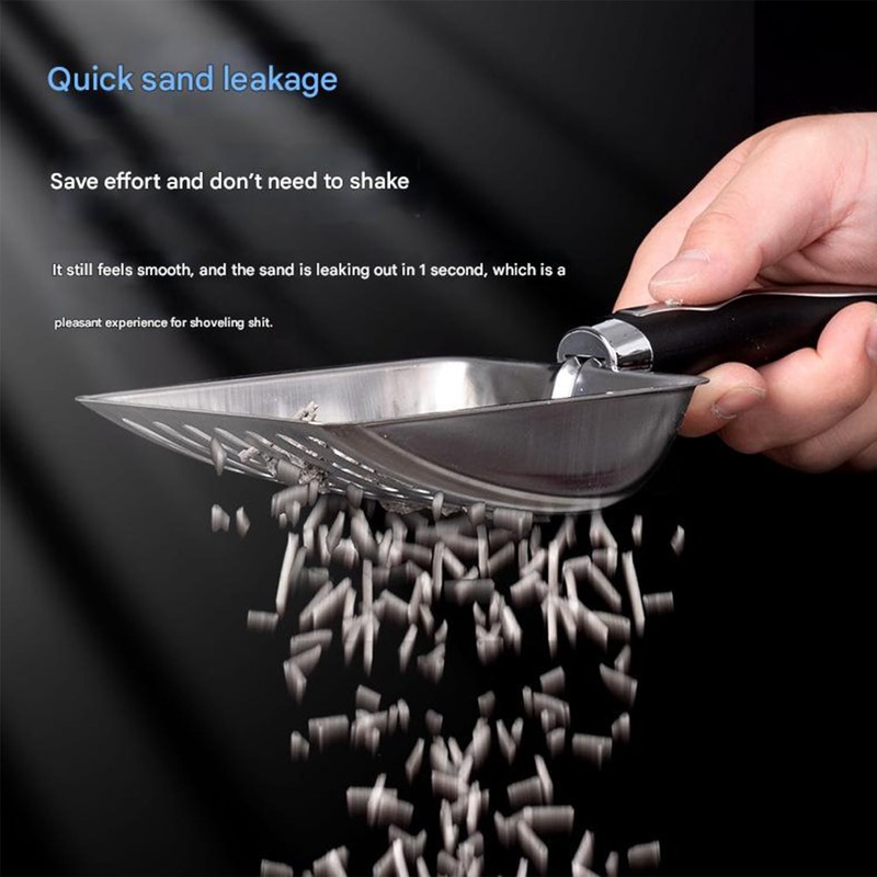 Roczental Stainless Steel Cat Litter Scoop Long Handle Durable Scooper