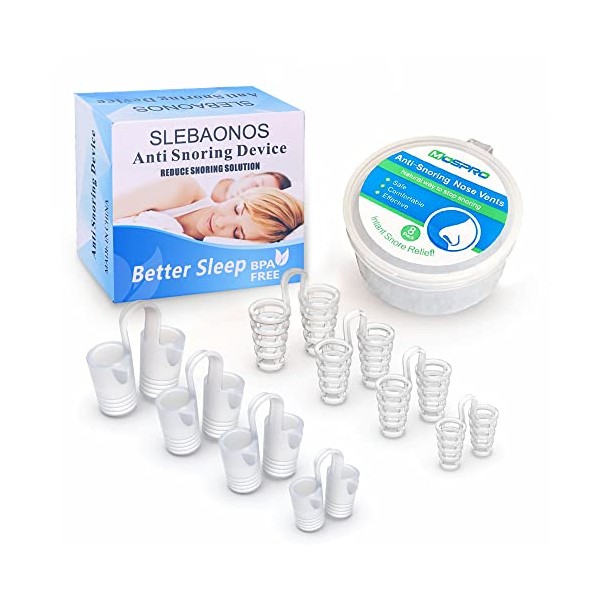 8 Pack Nose Vents to Ease Breathing Anti Snoring Nose Vents with Different Size Breathing Relief Nasal Dilator Includes Travel Case