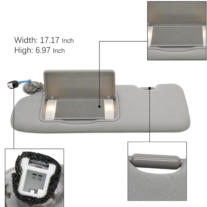 Tiny Force Front Left Driver Side Sun Visor Gray with