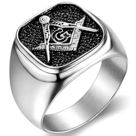 Jude Jewelers Stainless Steel Silver Gold Two Tone Signet Style Masonic Freemason Ring, Metal, Cubic Zirconia