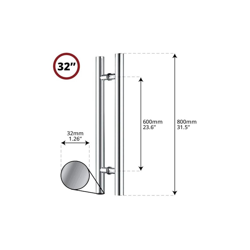 Canzak 32 inch Brushed Stainless Steel Pull Push Door Handles,
