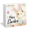 HYKDFMNCJ Happy Easter Bunny Wooden Box Sign Desk Decor, Easter