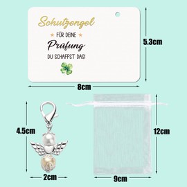 BOOMTOP Lucky Charm Exam Key Fob Clover Guardian Angel Good Luck Exam Passed Gift Du Schaffst Das Engel Passed Exam Gift Four Leaf Clover Lucky Gifts