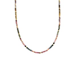 SINGULARU - Altea Dots Tourmaline Syra Necklace Stainless Steel with 18K Gold Plated Plating and Natural Stone Jewellery for Women, Gold