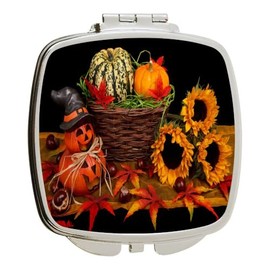 Island Gifting - Pumpkins and Sunflowers - Autumn Pic - Square Compact Mirror - Travel Mirror