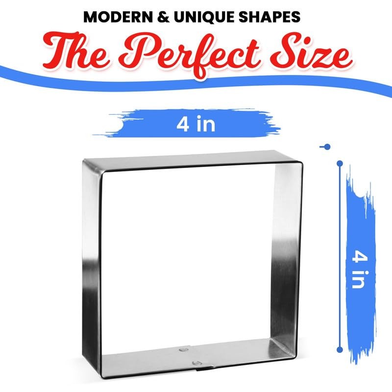 Foose Brand Square Cookie Cutter 4 in, Tin Plate Steel,