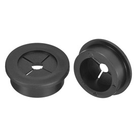 QUARKZMAN Pack of 2 Cable Grommets, 1-3/16 Inch (30 mm) Desk Feed-Through Flexible Rubber Cable Grommets Wire Hole Cover for Office Computer Desk Cable Organiser, Black
