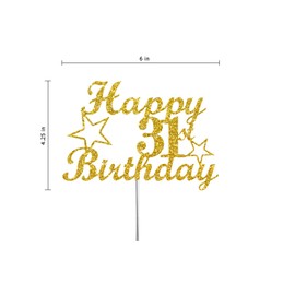 Decoración de 31 cumpleaños con purpurina dorada, ideas de decoración de fiesta, calidad premium, resistente purpurina de doble cara, palo de acrílico. Fabricado en Estados Unidos (31)