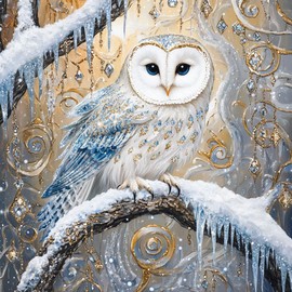 Diymood DIY 5D Diamond Art Kits for Adults Owl, Diamond Painting Animal Full Drill Round Canvas Embroidery Mosaic Beginner Home Wall Decor Gift 12x12 inch