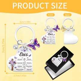 Bozidol Spanish Christian Gifts for Women, Purple Floral Cross Bible Verse Keychain with Butterfly Charm, Religious Inspirational Gifts for Easter Christmas Baptism Birthday Graduation Mother’s Day
