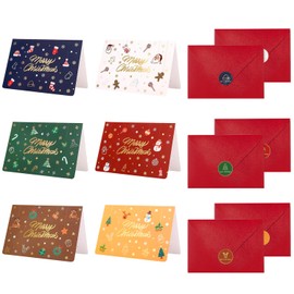Christmas Cards, 6 Types, 12 Cards, Fashionable, Celebration Cards, Envelopes Included, Stickers, Message Cards, Celebration Cards, Merry Christmas Presents