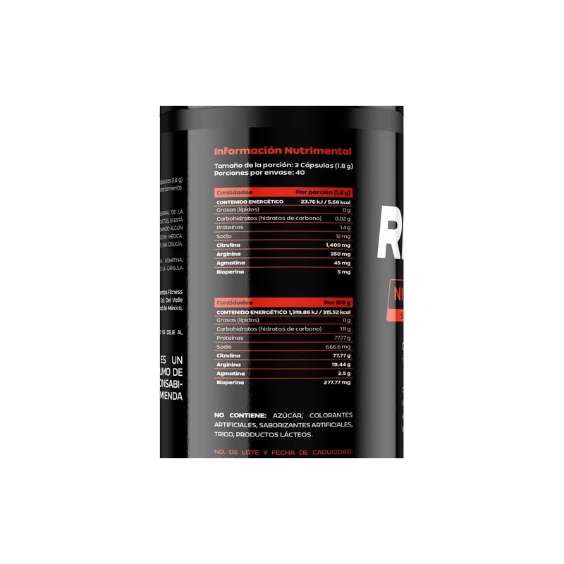 Óxido Nítrico 3x 120 Capsulas Arginina Citrulina Get Ripped Sabor