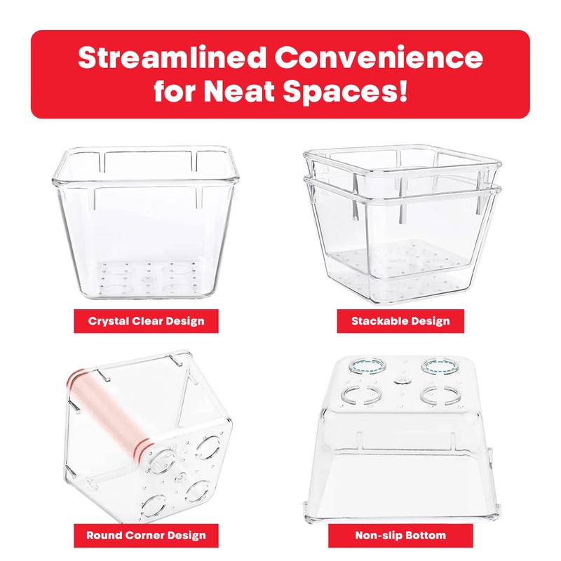 My Happy Home 12 Pcs Clear Plastic Drawer Organiser Trays,