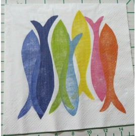 IHR Two Decorative Luncheon Napkins for Decoupage "Hand Stamped Fish"