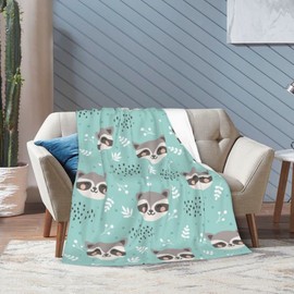Raccoon Blanket, Super Soft Warm Bedding Cute Animal Bed Throw Blankets Boys Girls Gifts for Couch Bedroom Sofa Office, All Season Cozy Flannel Plush Blanket for Kids Adults, 50"X40"