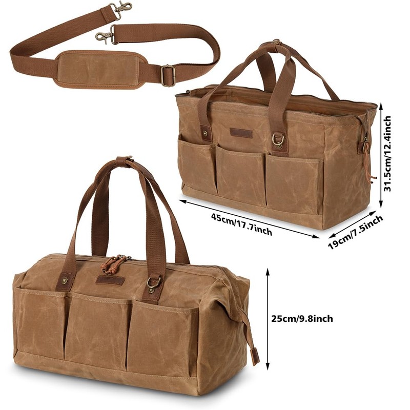 Heavy Duty 18-Inch Tool Bag with 12 Pockets, Large Zippered