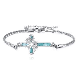 YAFEINI Crown of Thorns Bracelet Sterling Silver Catholic Cross Bracelet Thorns Crown Catholic Jewelry for Men