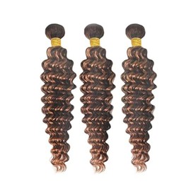 Tuheerst 3 Bundles Human Hair Bundles Brown Deep Wave Tessitura Extension Capelli Umani Brazilian Brown Capelli Brazilian Naturali Extension Double Weft 100% Remy Hair 26 26 26 Pollice