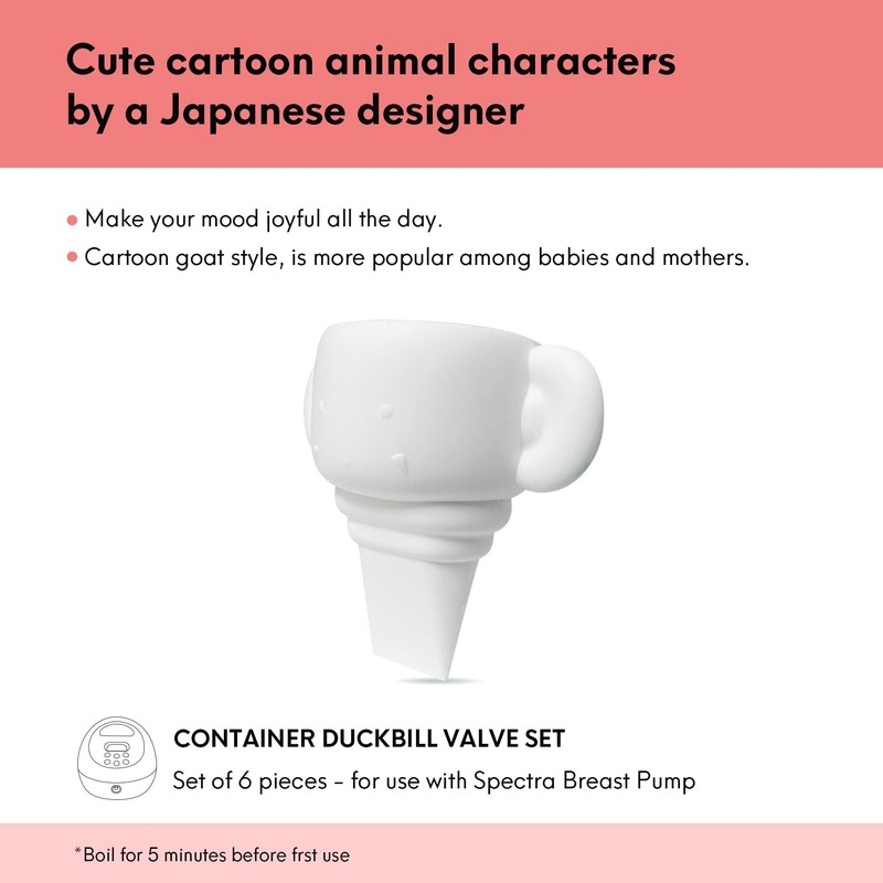 Cartoon-Style Duckbill Valves Compatible with Spectra S1 S2 Breast Pumps,