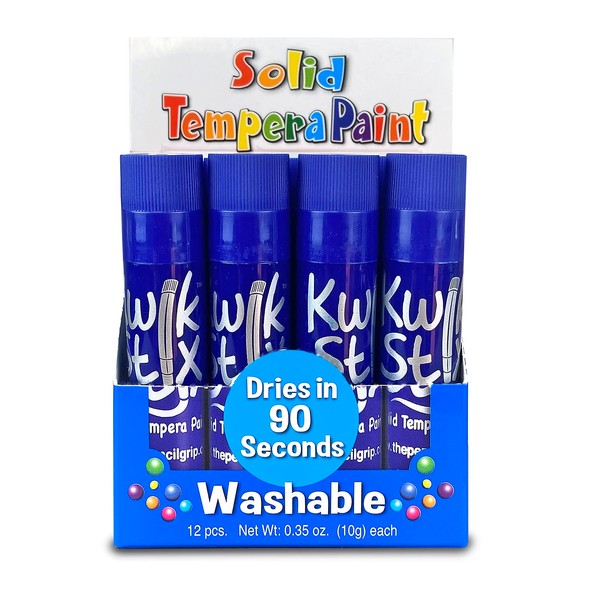 The Pencil Grip Blue Kwik Stix, 12 Blue Solid Tempera
