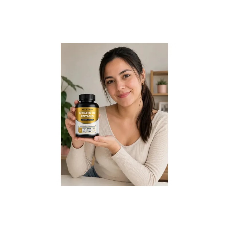 Citrato Potasio 120 Cápsulas Well Rounded 2000mg Porción Sabor