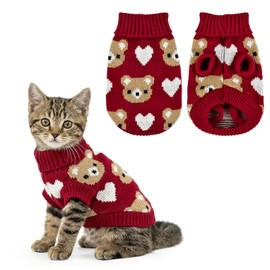 Suéter de San Valentín para cachorro, perro, gato, corazón, corazón, dulce corazón, gatito, ropa de punto linda, disfraz de San Valentín para gatos, perros pequeños, talla S