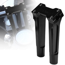 Motorcycle Straight Handlebar Risers For Harley, Hutexico 1 inch Aluminium Tall Handlebar Riser with One Piece Top Clamp For Sportster Dyna Road Glide FXLRS (Black, 8")