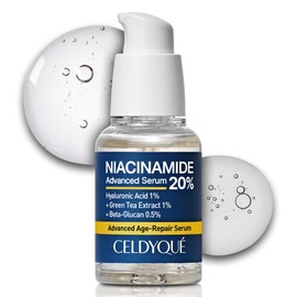 Niacinamide 20% + Hyaluronic Acid 1% Serum for Face w/Green Tea Extract - Pore Minimizer, Even Skin Tone, Fine Line Vitamin B3 Beta-Glucan Korean Skincare