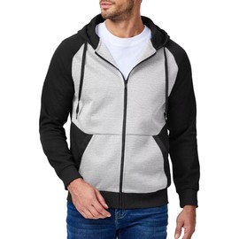 Dokotoo Men Mens Zippered Hoodie Sweatshirts Fall Winter Jackets Coats Color Block Lightweight Comfort Casual Drawstring Fashion Long Sleeve Hooded Hoodies With Pocket Light Grey Medium