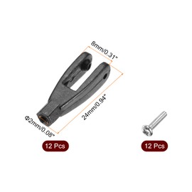 sourcing map 12Pcs Nylon Clevis M2 Thread Linkage 2mm End with Screws Fixing Wings for RC Airplane Car Helicopter Model Replacements,Black