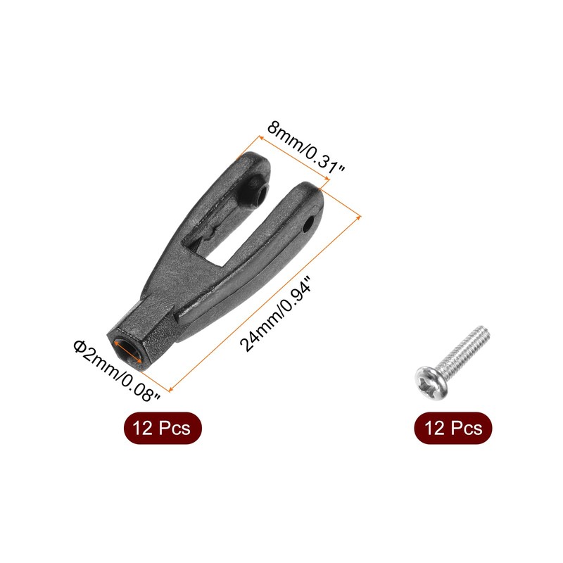 sourcing map 12Pcs Nylon Clevis M2 Thread Linkage 2mm End