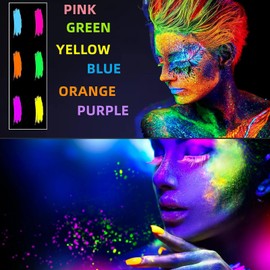 Neon Face Paint and Body Paint Stick - 6 Colors UV Blacklight Neon Fluorescent Face Paint, Non Toxic Face Painting - Club Makeup Art Paint Kit for Adults Party Carnival (6PCS)