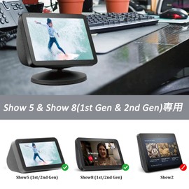 Miimall Echo Show 5 (1st & 2nd Generation) / Echo Show 8 Tabletop Stand, Compatible with Echo Show 8, Magnetic Absorption, Angle Adjustable, 360° Rotation Adjustable, Desktop Convenient to Use, Echo