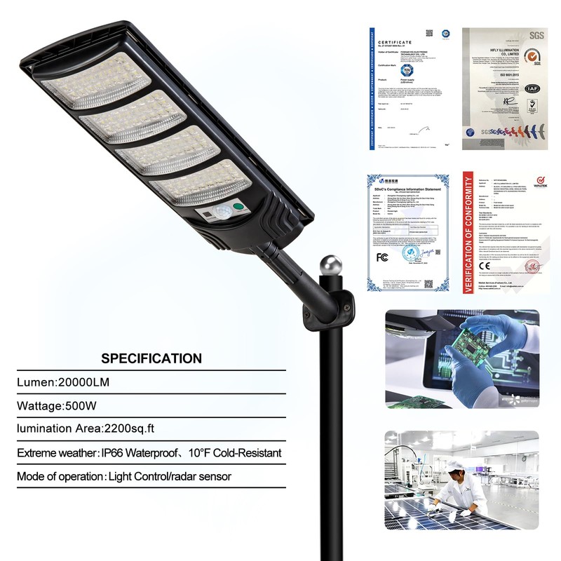 Solar Street Lights Outdoor Waterproof, LED Dusk to Dawn Solar