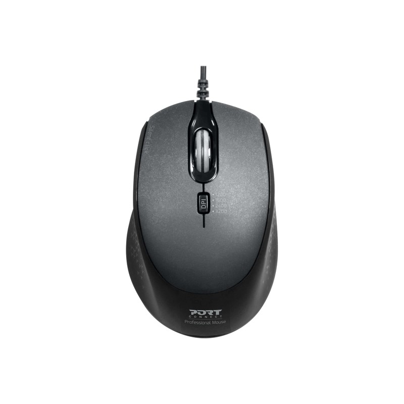 Port Connect Silent, optische USB-A/USB-C Maus, 3600 DPI, schwarz