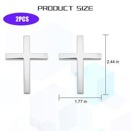 Sandfren 2PCS Metal Jesus Christ Cross Badge Car Stickers, 1.8" x 2.5" Alloy 3D Self-Adhesive Vehicle Emblem Decal for Covering Scratches, Auto Trunk Tail Decoration, Universal Fit (Silver)