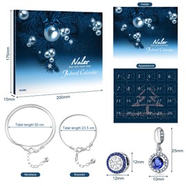 Naler Advent Calendars 2024, Advent Jewelry Pendant Charms Gift for Girls Women DIY Fashion Bracelet Necklace Xmas Countdown Countdown Calendar Gifts, Blue
