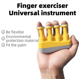 Finger Strengthener, Nalu Hand Grip Trainer Exerciser for Piano, Guitar, Bass, Ukulele Players, Plastic Material, Lightweight and Portable - Improve Finger Flexibility, Strength,1 Pack (Yellow+Gray)