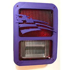 American Flag Soldier in 3D - Black w Purple for Jeep Wrangler JK/JKU Rear Tail Light Covers (07-18) - Love USA