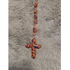 Knotted cord rosary variegated orange/red/blu